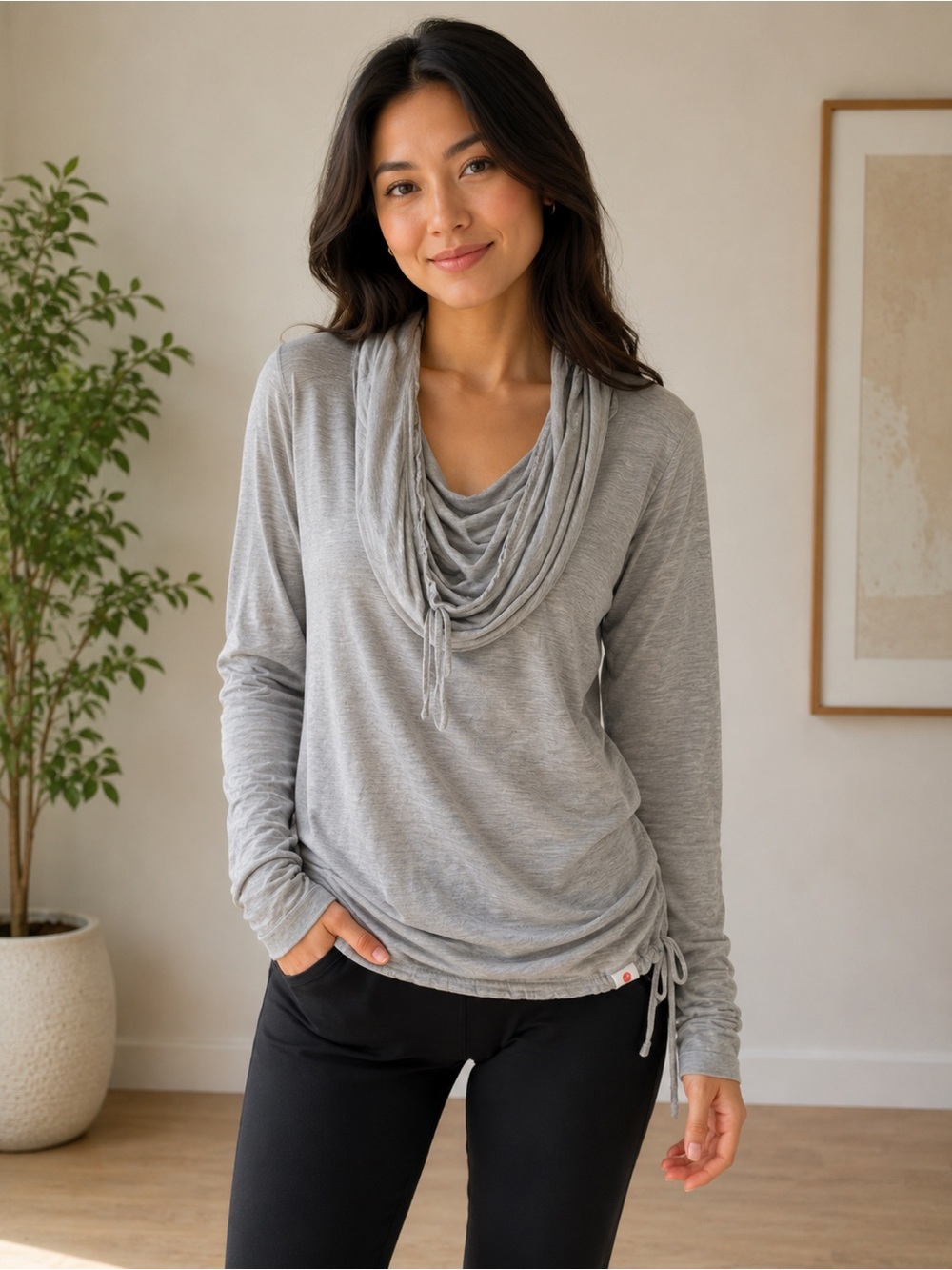 Vimmia Heather Gray Drawstring Hem Top